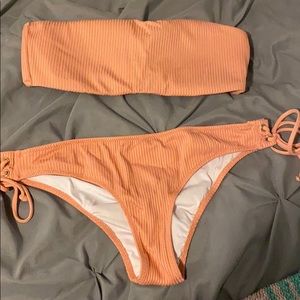 coral bathing suit set
